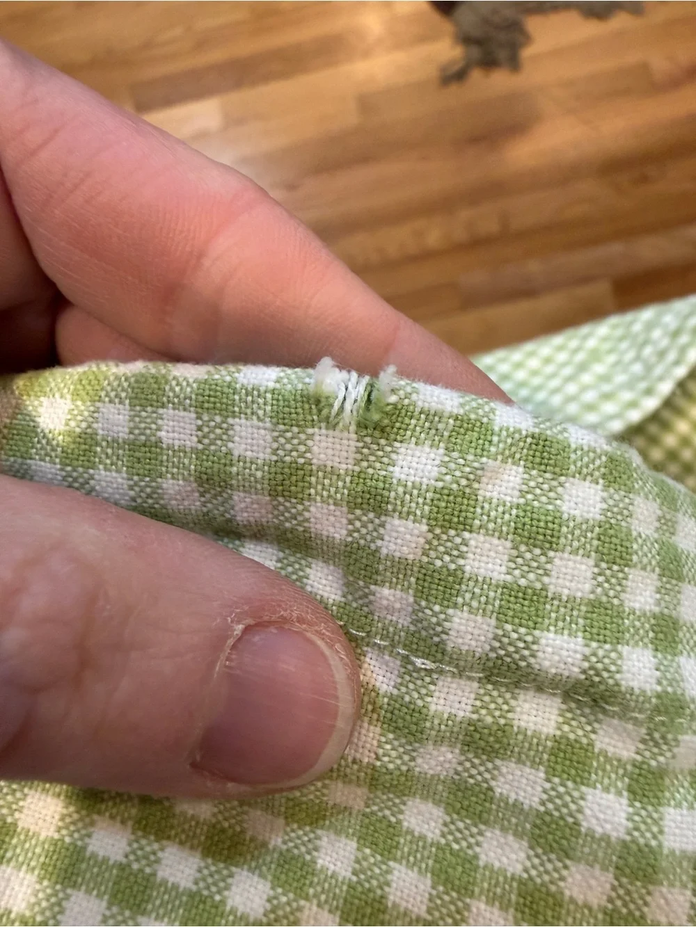 Pottery barn kids green gingham basket liner